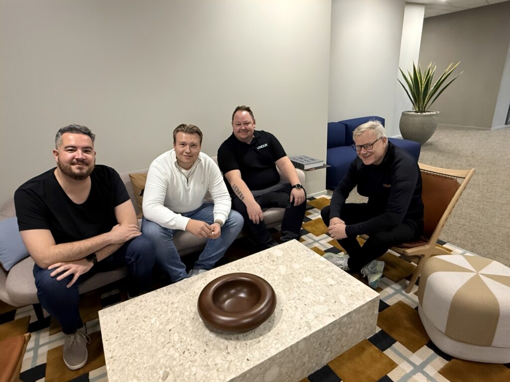 Teamet i Aimz utenfor sitt kontor i Collektivet
